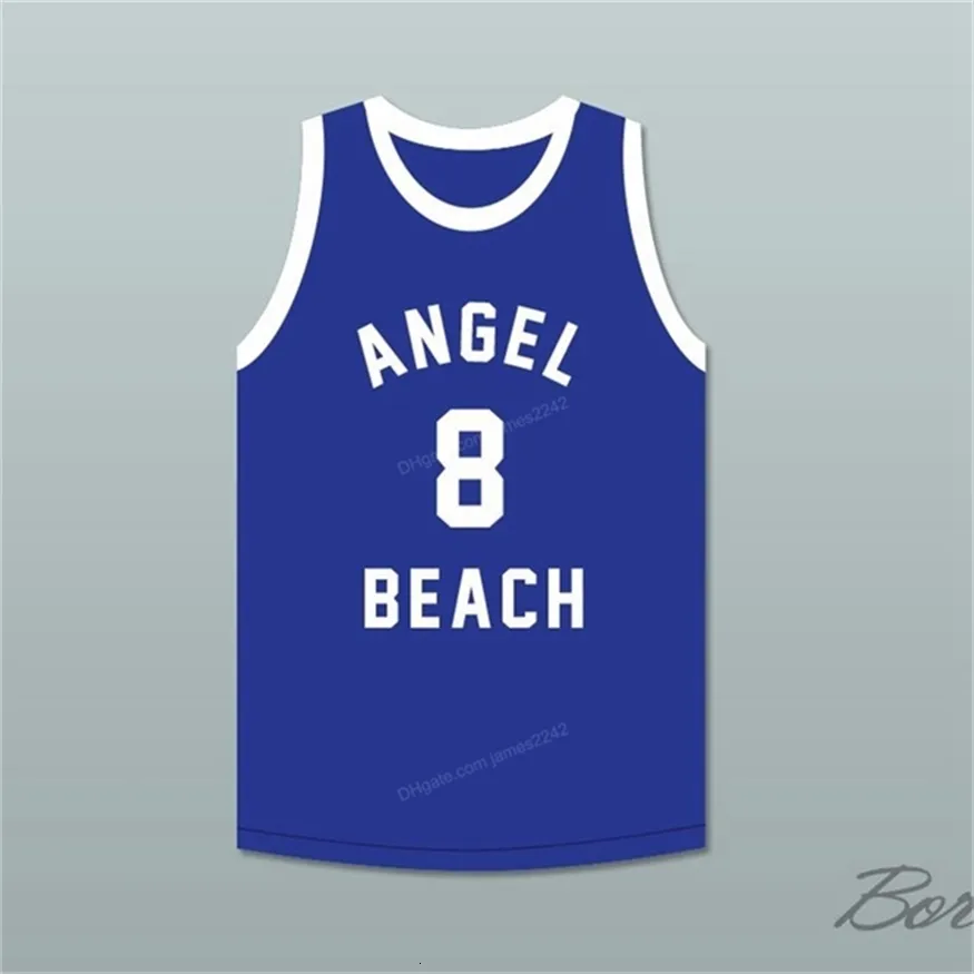Nikivip Custom Meat Tuperello #8 Angel Beach Gators Basketball Jersey Stitched Blue Any Name And Number Top Quality