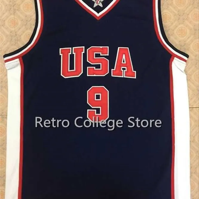 XFLSP # 9 Vince Carter # 10 Kevin Garnett Team USA Basket Jersey Retro Mäns Throwback Broderi Anpassa något storleksnummer