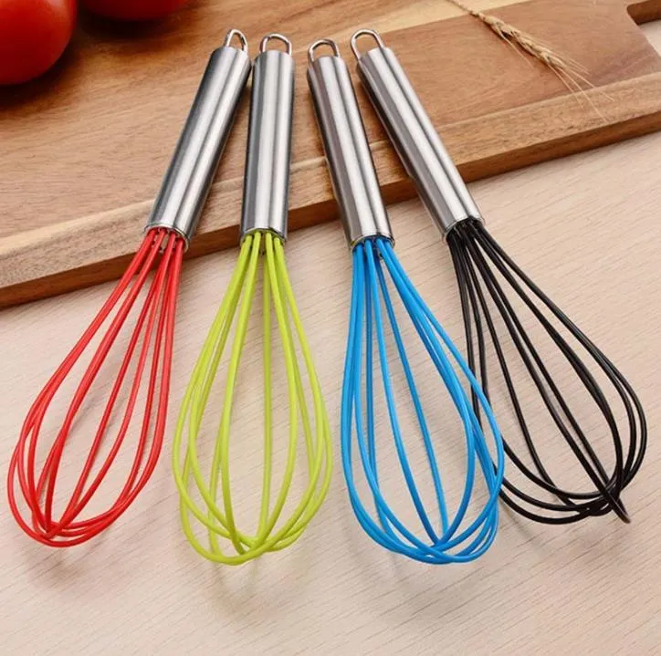 Egg Tools 10 inch silicone coated eggs whisk eggbeater stainless steel handle kitchen gadget SN6490