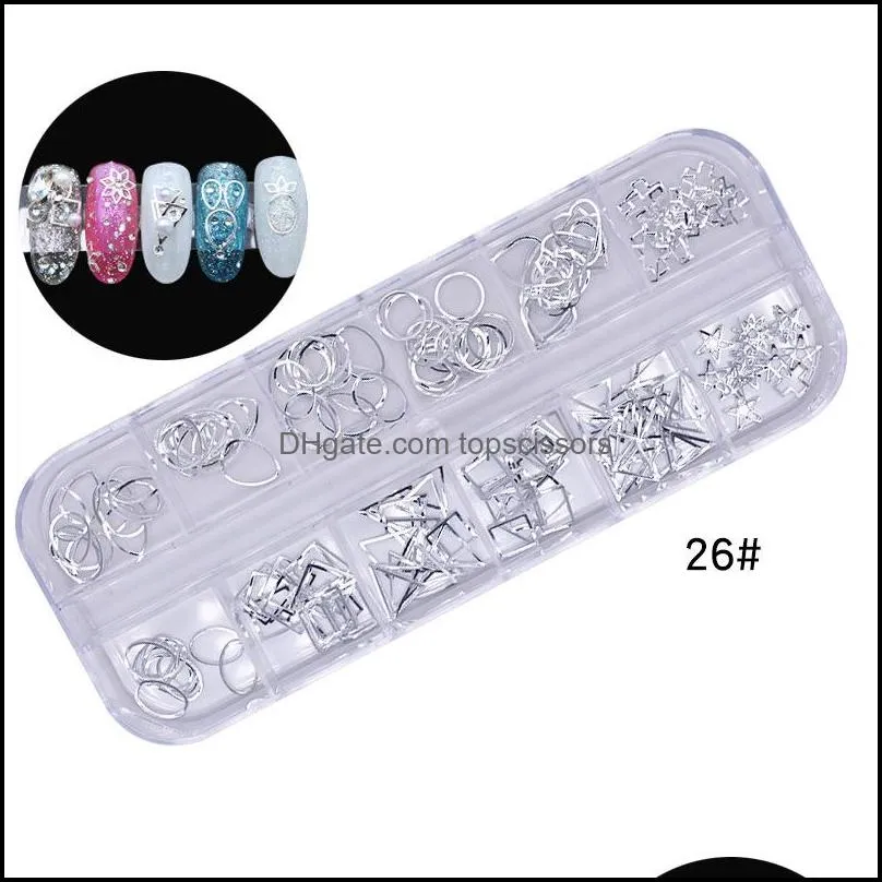 12 Grids DIY Nail Art Gems Acrylic Crystal Strass Sequins Rhinestone Bead Pearl Spangles Chips Chrismas Decoration AB studs Glitter