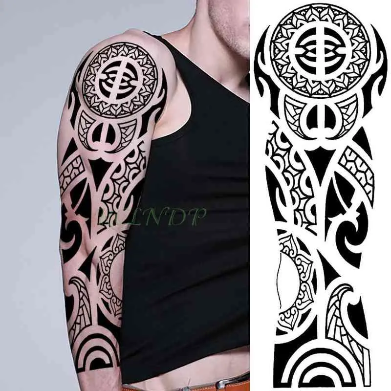 NXY Tillfällig tatuering Vattentät klistermärke Totem Geometrisk Full ARM Stor storlek ärm Tatoo Flash för män Kvinnor 0330