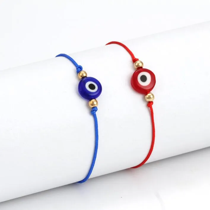 Lucky String Evil Eye Bracelets Red Black Black Cord Ajustável Bracelet Jóias DIY