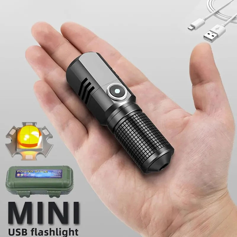 Mini Lampe Torche LED XHP50 – Rechargeable USB C – Batteries 16340/18650 – Sans Marque