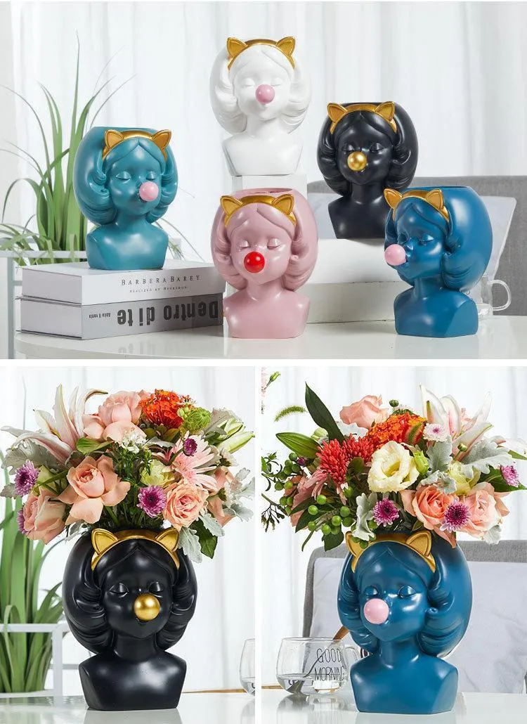 Creative-Nordic-style-Resin-vase-Cute-girl-bubble-gum-Decorative-flower-pot-modern-lovely-Art-decoration YXYT (21)