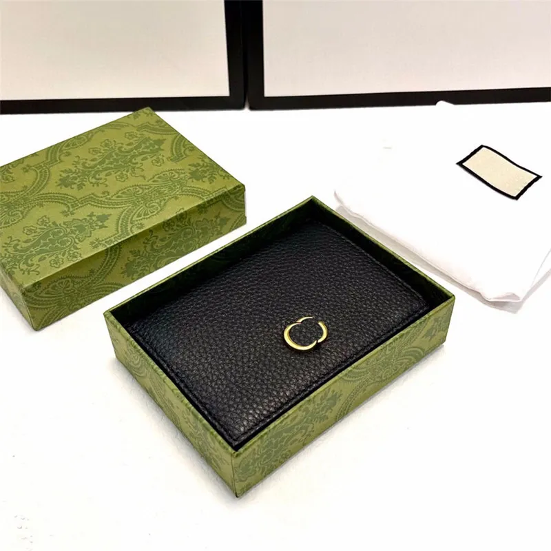 Exquisite Cow Leather Wallets Men Women Money Clips Double Letters Pouch Card Holder Simple Business Style Purse With Box