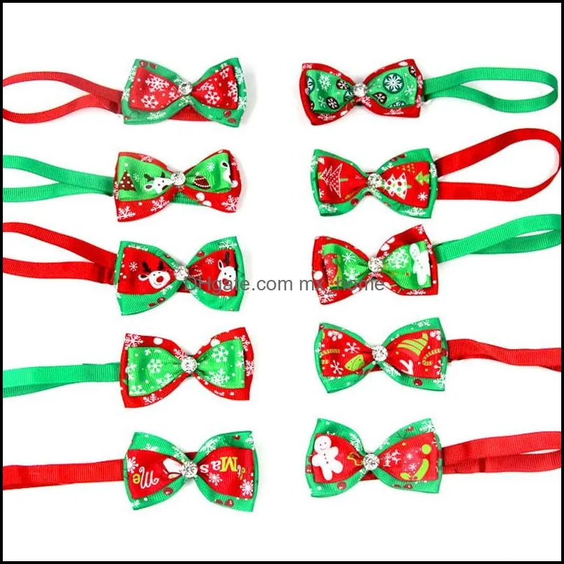 Christmas Holiday Pet Cat Dog Collar Bow Tie Adjustable Neck Strap Cat Dog Grooming Accessories Pet Decoration Cat Dog Supplies DHL