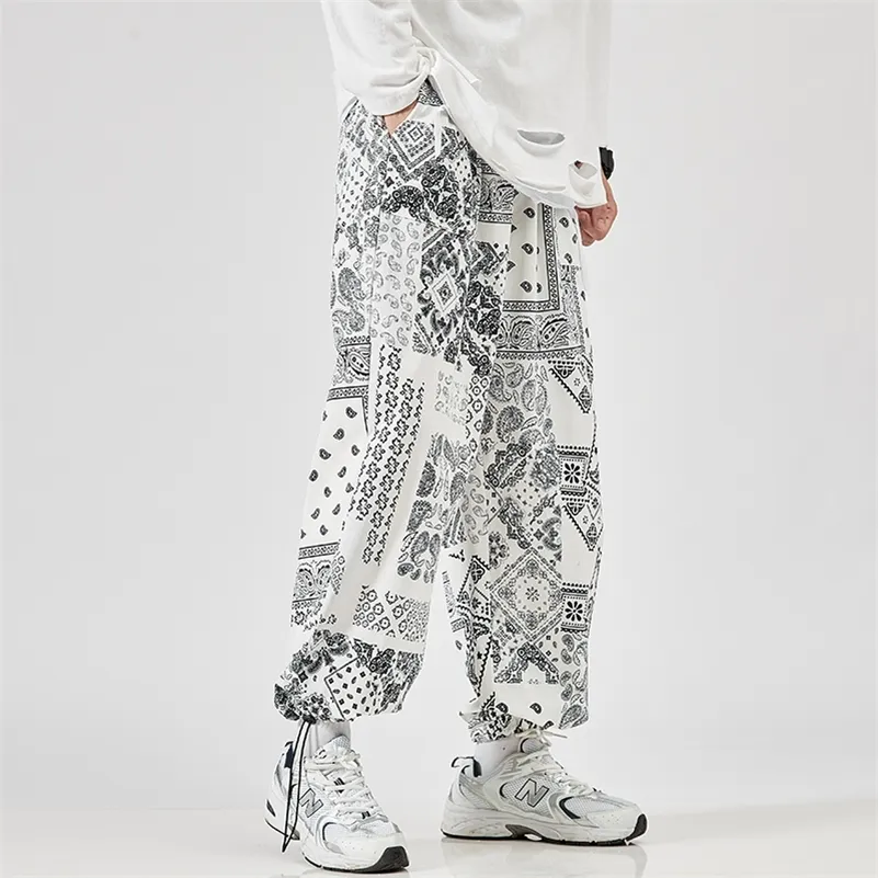 Trend Print European Style Casual Pants Chinese Style Loose Japanese Ankle-Length Pants Jogger Trousers Size M-5XL 220726