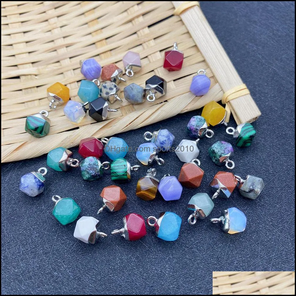 8x11mm polygon plating edge natural crystal stone charms rose quartz pendants trendy for jewelry making sports2010