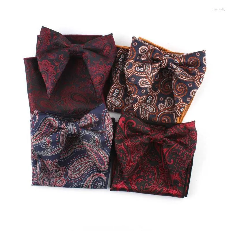 Bow Ties Fashion Big Bowties zakdoek set voor heren formeel zakelijk pak bruiloft paisley tie pocket square donn22