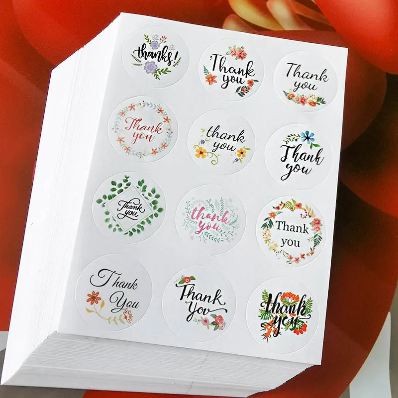 120pcs Thank You Stikcers 2cm Sealing Stickers Envelope Cards Gift Labels for Home Wedding Birthday Party Decorations