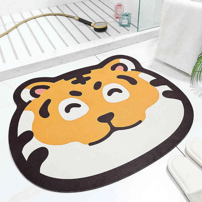 Dajiang dessin animé toilette entrée Absorption d'eau tapis de sol salle de bain antidérapant nettoyage à sec rapide main chambre porte pied ménage