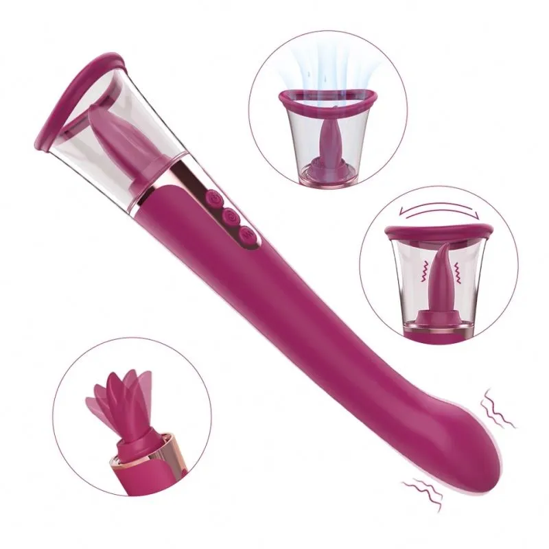 Zungen- Und Klitoris-vibrator Mit Nippel- Und Brustmassagepumpe_voghion.com