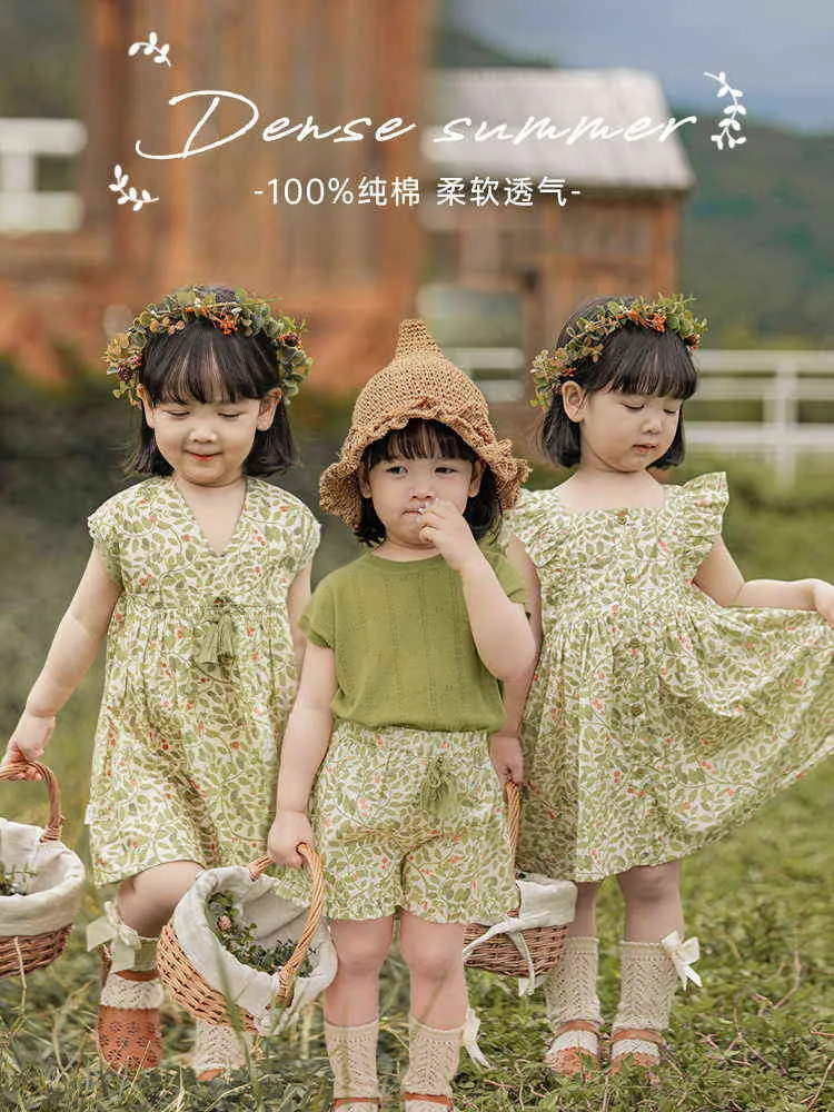 Girls Summer Suits Ethnic Style Series Bloemriem Fringe Dress Baby Summer Casual Shorts G220509