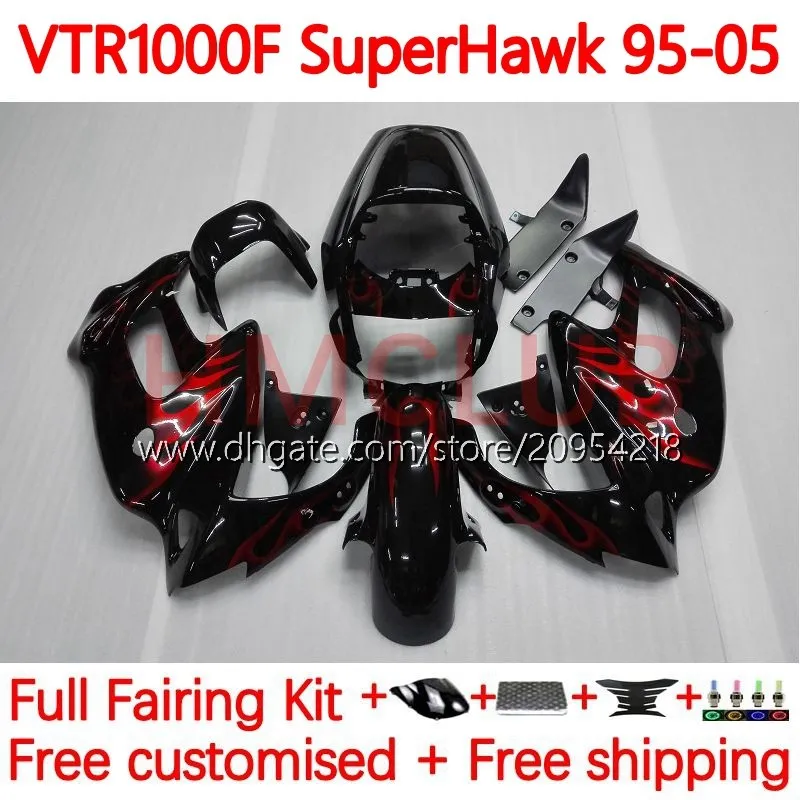 Bodykit voor Honda VTR1000F Superhawk VTR1000 111NO.8 VTR 1000 F 1000F 97 98 99 00 01 02 03 03 04 05 VTR-1000F 1997 1998 1999 2000 2001 2002 2002 2003 2003 2004 2005 ROOD VLAMMEN