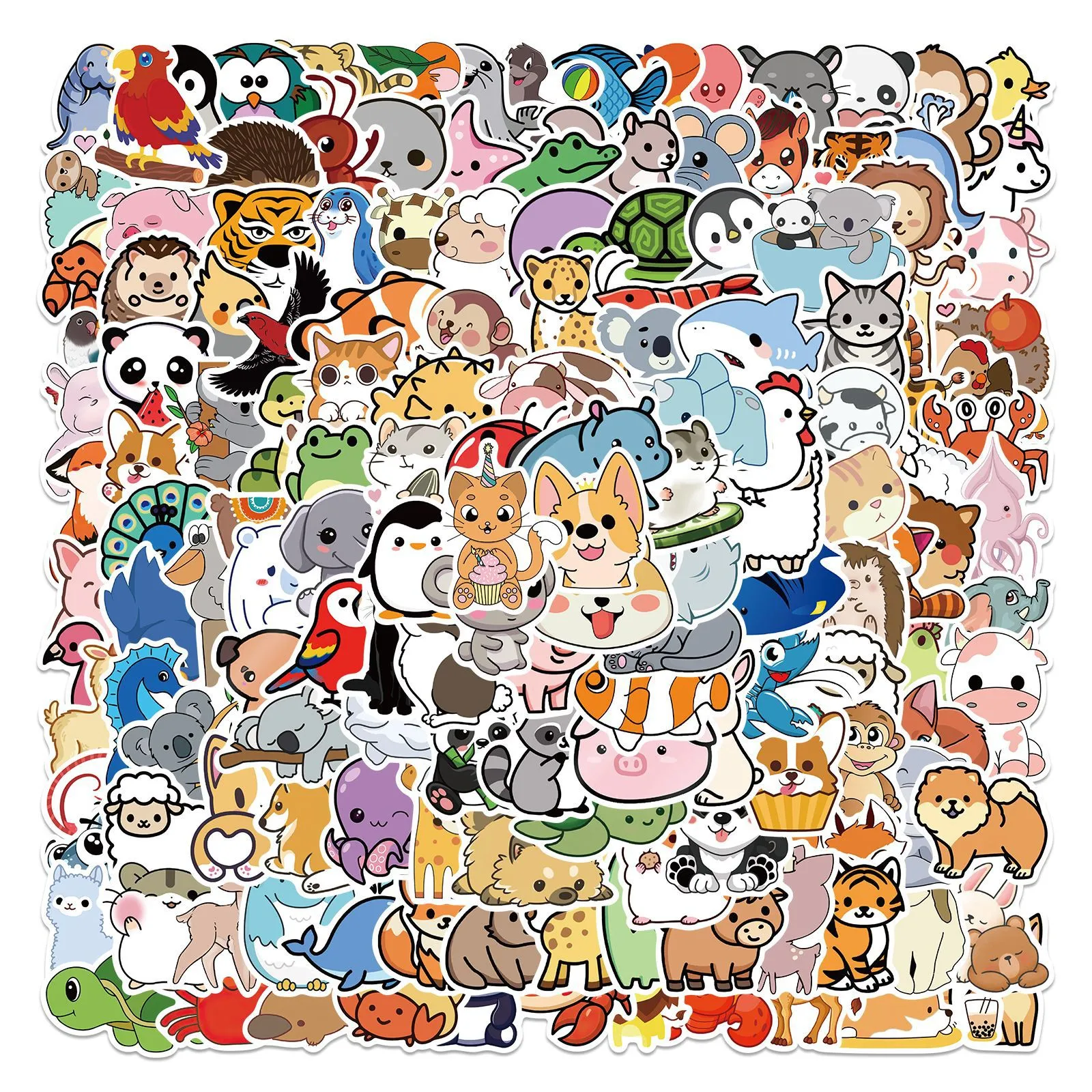 200 stks / partij Hotsale Leuke Dierstickers voor Laptop Skateboard Notebook Bagage Waterfles Auto Decals Kids Geschenken