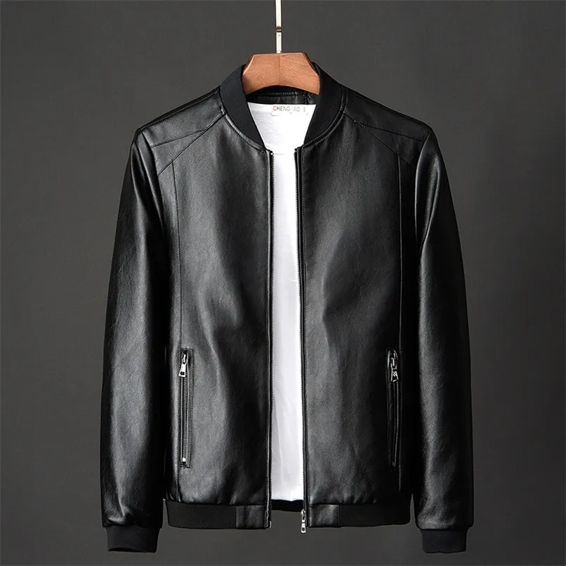 Veste en cuir Bomber Moto Hommes Biker PU Baseball Plus La Taille 7XL Mode Casual Jaqueta Masculino J410 220810