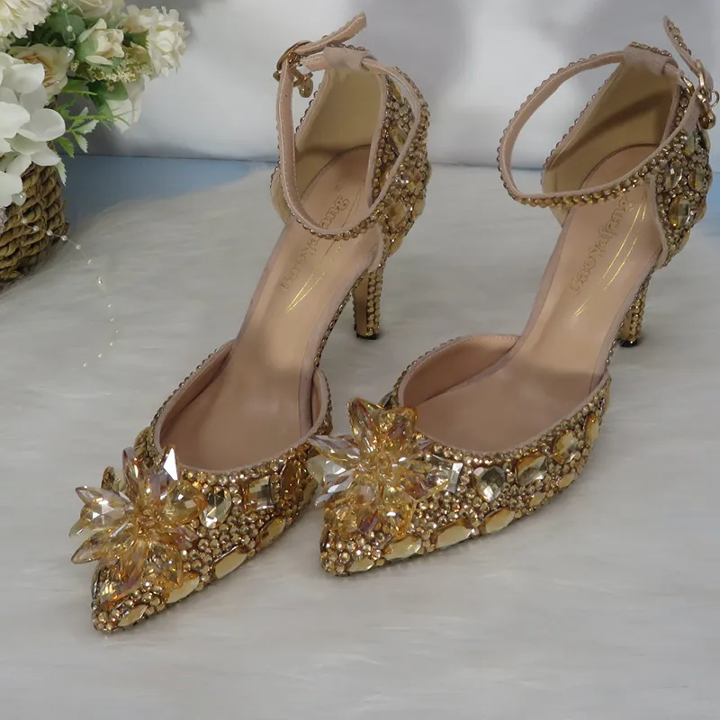 Womens gold evening shoes hotsell