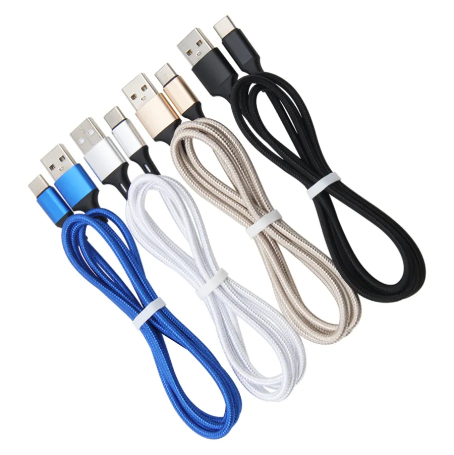 اكتب C USB Cables مضفر Micro V8 شاحن شحن كبل الشاحن النوع C كولات البيانات 1M 3ft 2M 6ft 3M 10ft سلك للهواتف