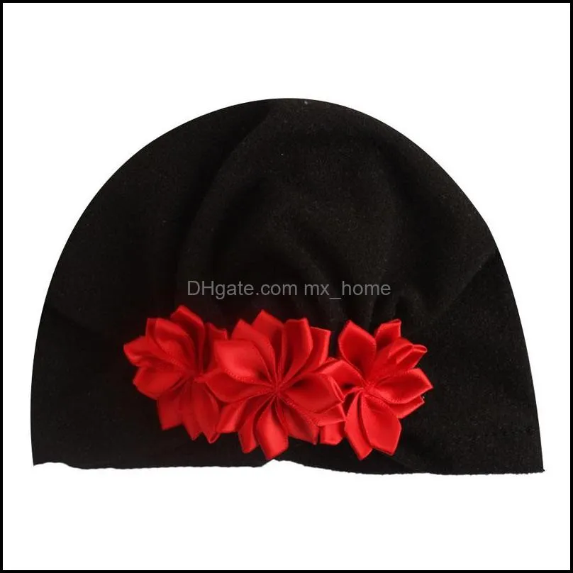 Newborn Baby Hats Flower Tie Hedging Caps Infant Girls India Hats Boy Autumn Winter Caps 4M-6T 07