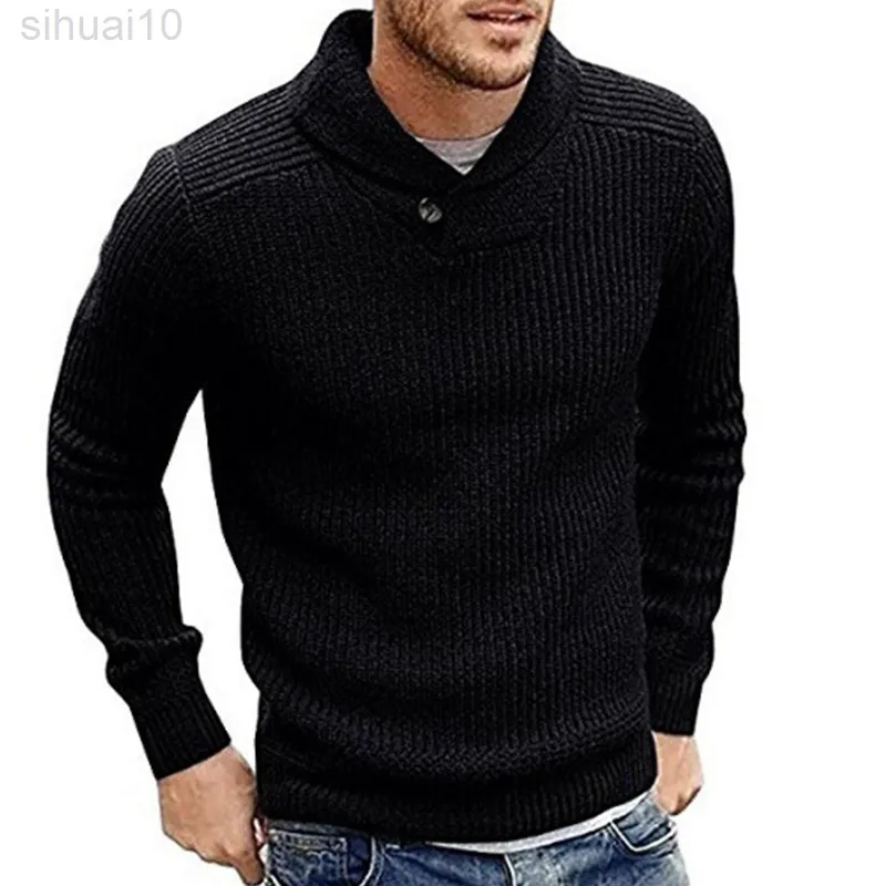 Autumn And Winter Sweaters European And American Big Men Sweaters Solid Color Tops Knitted Sweaters L220801