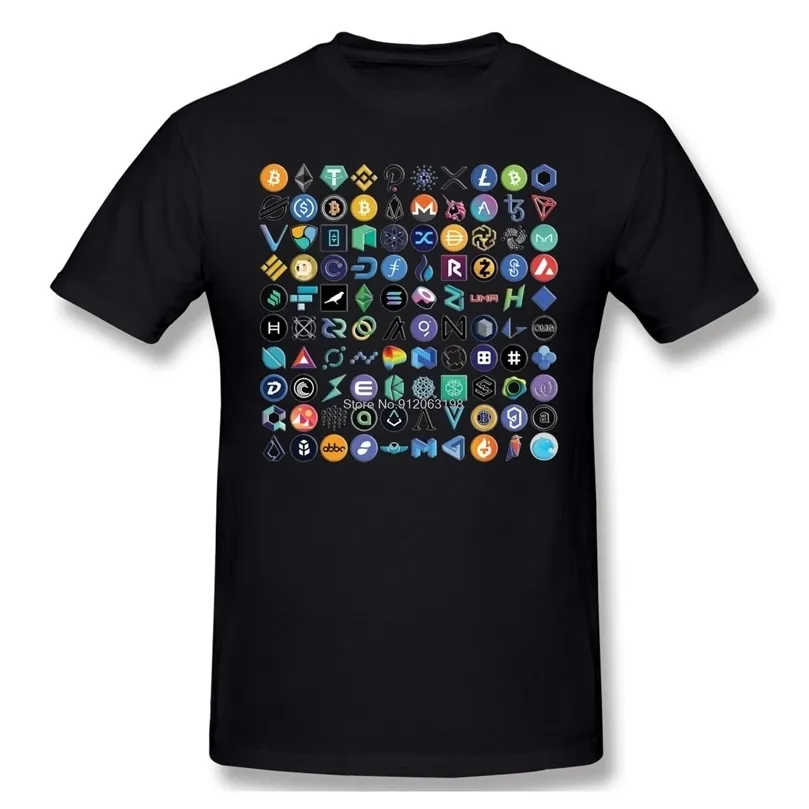 Chcesz Crypto S 3D na Czarnej Mody Tshirt Design Chainlink Coin Bitcoin CryptoCurrency Bawełniane Koszule Mężczyźni T-Shirt Tees Streetwear 220407