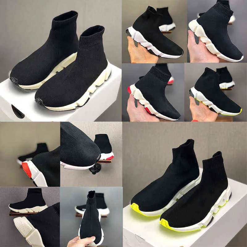 Chłopcy dziewczęta Sock Buty Sneakers Buty sportowe Paris Designer Triple-S Light Oddychający czarno-biały klasyczny zielony zielony powolny moda na świeżym powietrzu