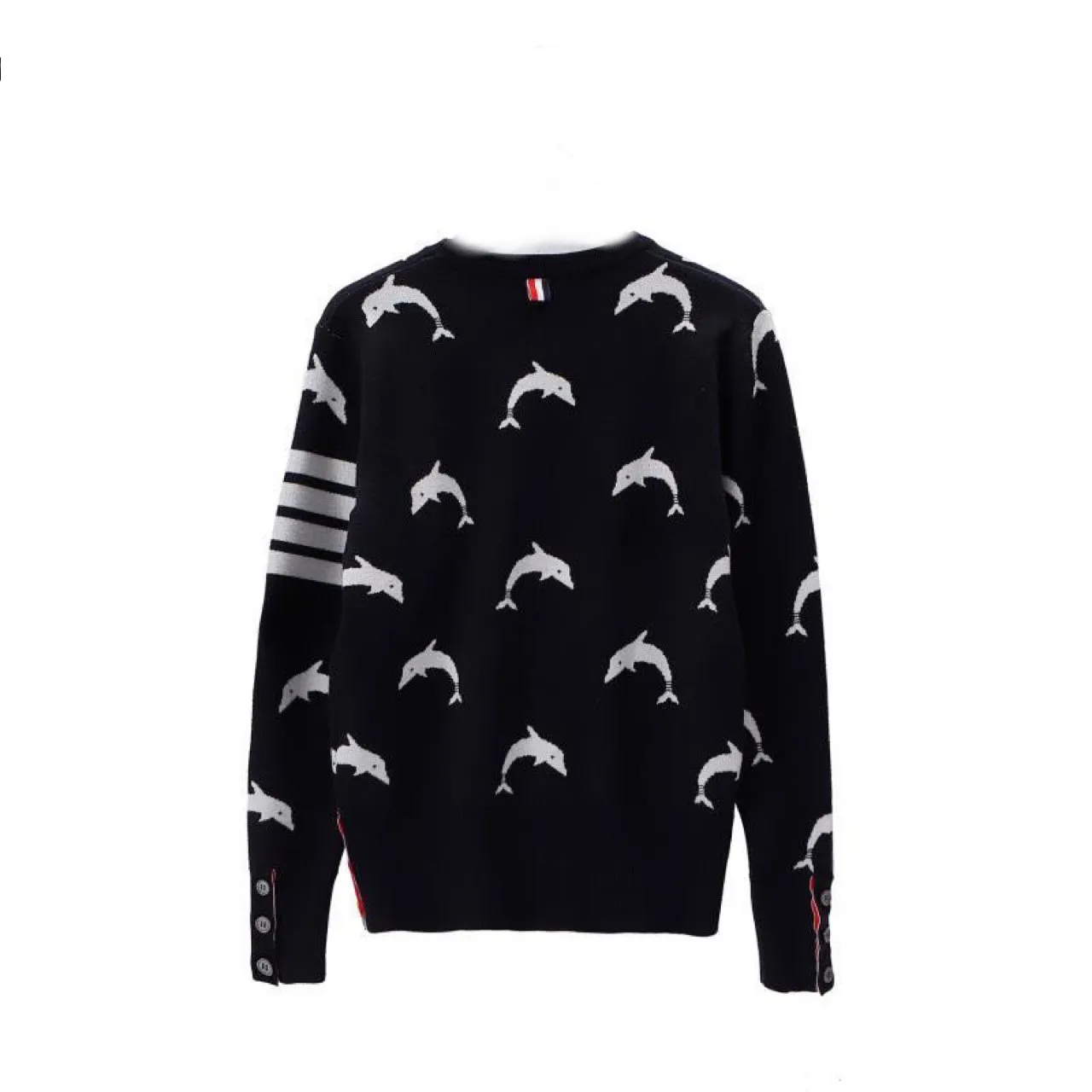 Wholesale men's sweater shark pattern four bars trendy brand Slim fit knitting crew neck keep warm long sleeves