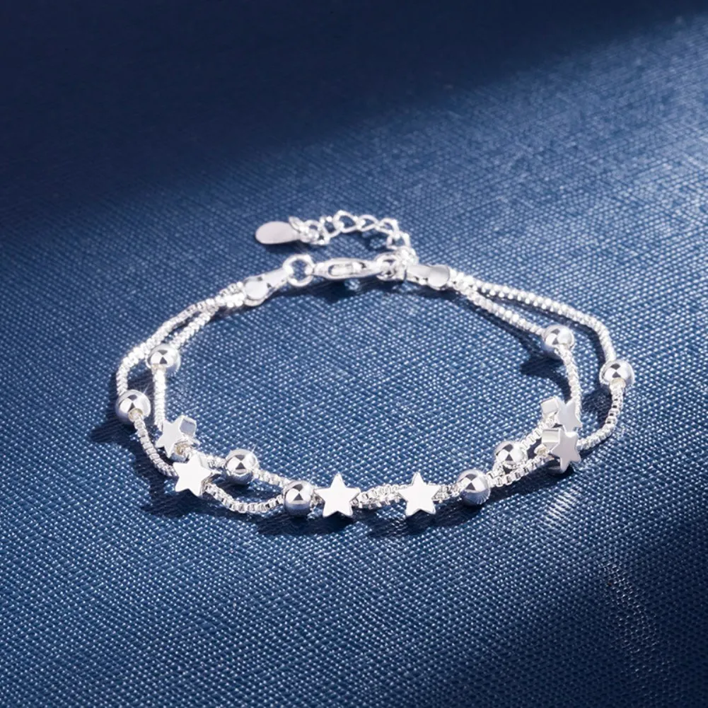 925 gestempeltes Silber-Charm-Stern-Armband für Damen, modisch, Party, Hochzeit, Verlobung, Schmuck, Geschenke