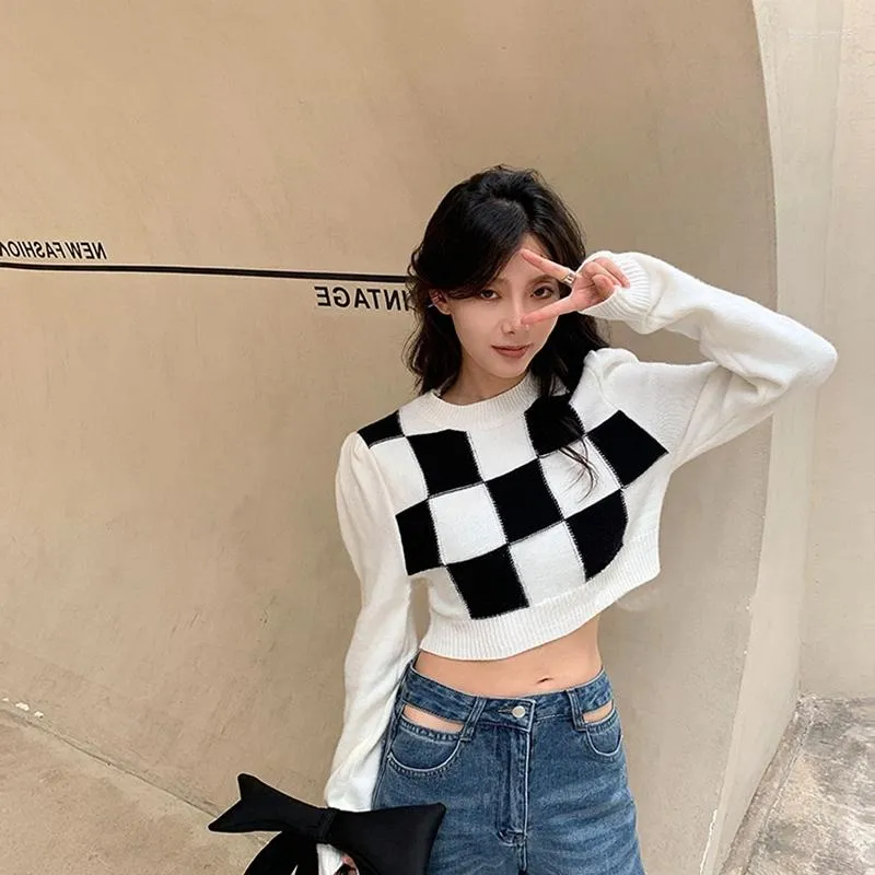Black and white deals grid sweater