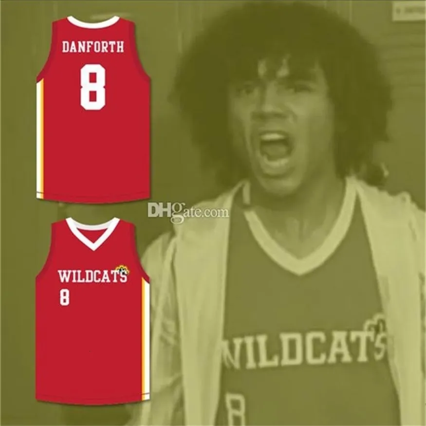 Nikivip #8 Chad Danforth East Lisesi Wildcats Red Retro Klasik Basketbol Forması Erkek Dikişli Özel Numara İsim Formaları