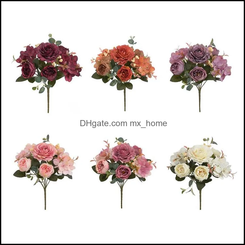 Single bundle Artificial Flowers Peony Hydrangea Wedding Christmas Decorations For Home Diy Living Room Decor Arrangement JK2102XB