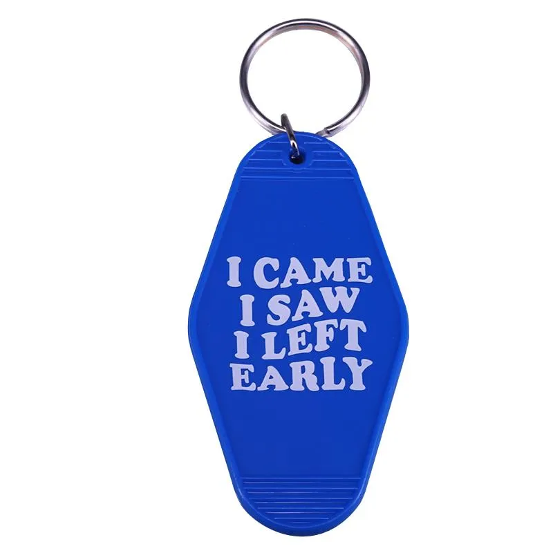 Keychains Came I Saw Left Early Blue Key Tag Funny Gag Gifts For IntrovertKeychains