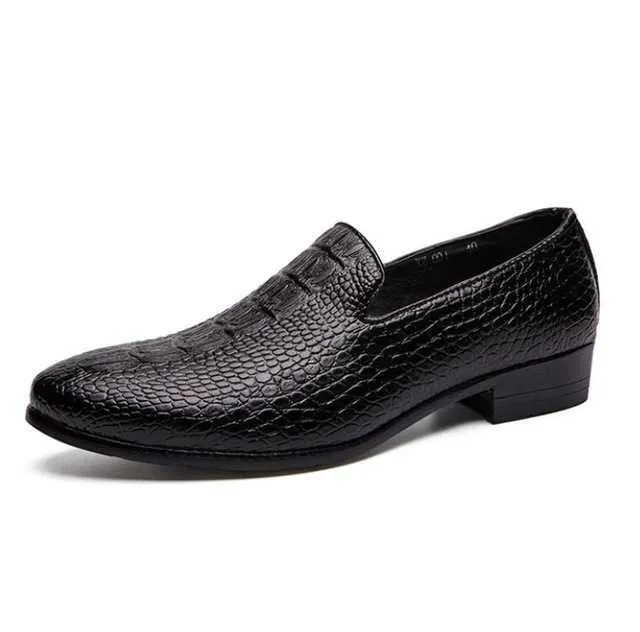 Klänning Skor Krokodil Vintage Mode Men Formell Casual Leather Business Wedding Loafers Designer Bogue Office