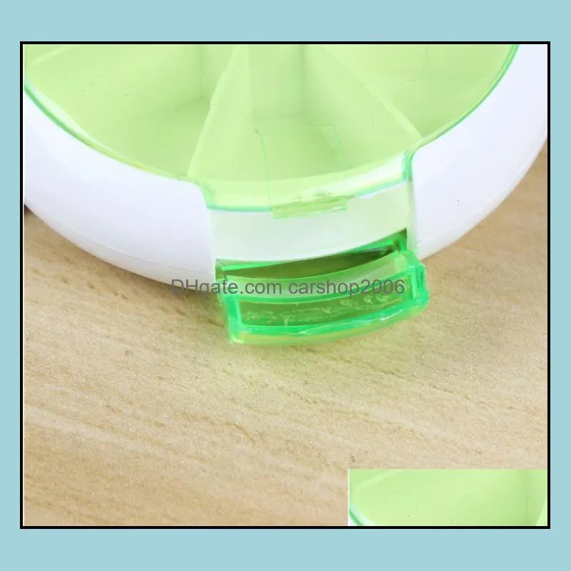 portable round weekly rotating pill box travel pill-case splitter organizer medicine boxes 7 day pills cutter tablet container sn4715