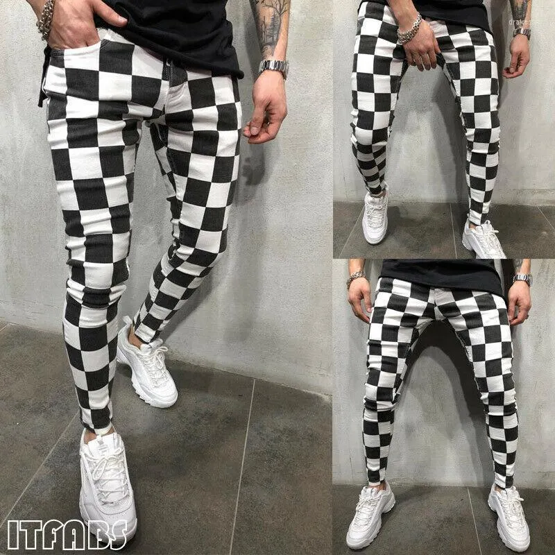 Men's Pants Hirigin 2022 Men's Summer Fashion Slim Comfortable Striped Plaid Black White Casual Pencil Men Jogger ClothesMen's Drak22