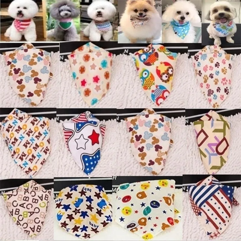 100pcslot arrivée en gros mélange 60 couleurs chien chiot animal bandana collier coton bandanas cravate produits de toilettage SP01 Y200515