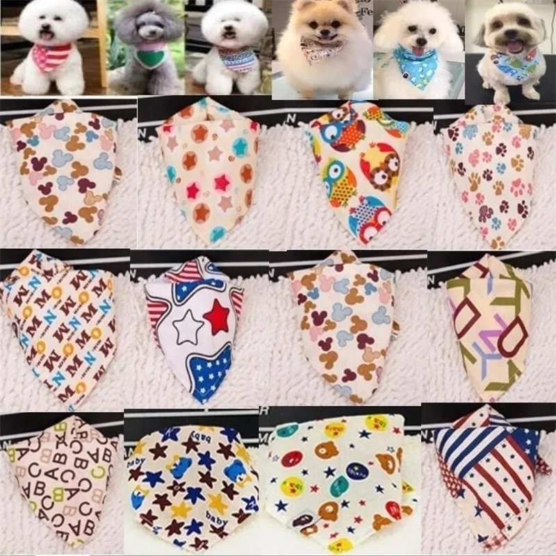 100pcslot оптом прибытие смесь 60 цветов собачья щенка Pet Bandana воротник хлопковой бандана.