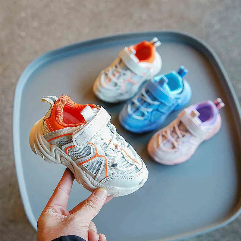 2022 Spring Baby Girl Boy Toddler tennis shoes Casual Sports Shoes Soft Bottom Comfortable Kid Sneakers Beige Blue Pink G220527