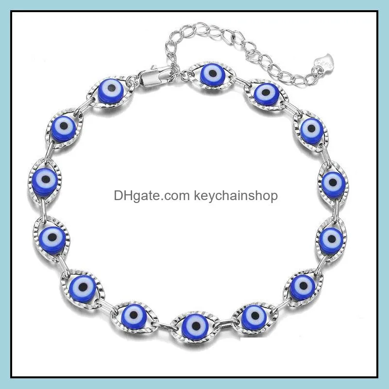 Crystal Bead Bracelet Bangles Enamel Gold Evil Blue Eye Bracelets For Women Lucky Turkish Eyes Jewelry Gifts