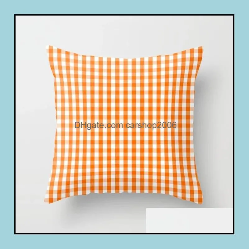 fashion linen lattice pillow cover for automobile sofa plaid pillowcase office plain dyed cushion cover wq42