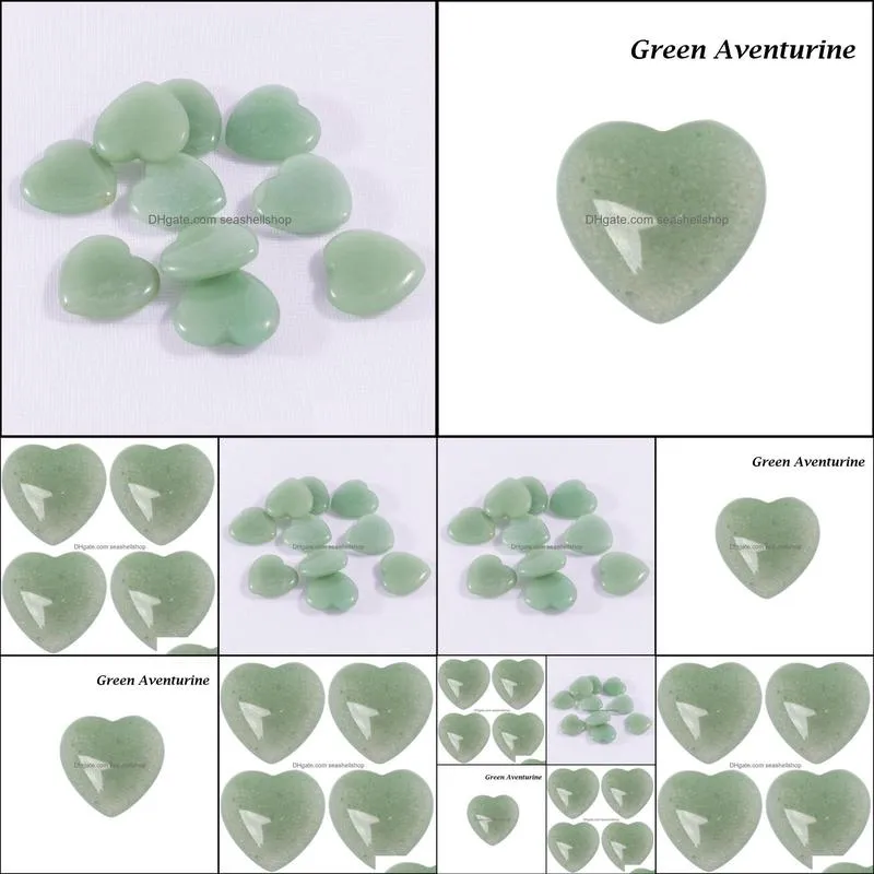 heart shaped stone natural green quartz gemstone crystal healing chakra reiki craft fun toys 20x6mm