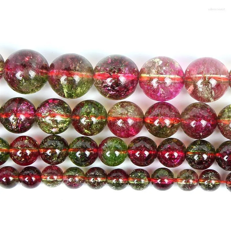 Autre Pierre Naturelle Lisse Pastèque Cristal Charme Perles Rondes En Vrac Pour La Fabrication De Bijoux Couture Bracelet Diy Strand 4-12MM Edwi22