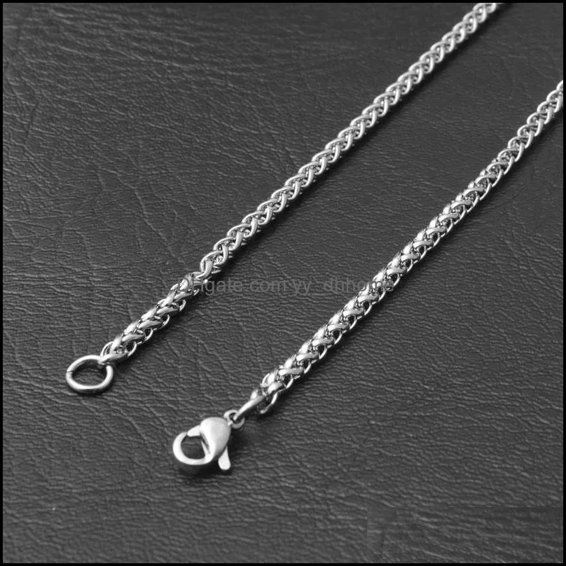 4/5/6/mm silver plated stainless steel chains women men choker for hip hop pendant necklaces jewelry