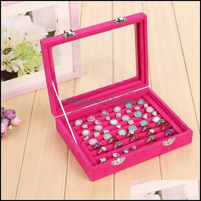Veet Glass Earring Organizer Box With Tray Holder For Rings
