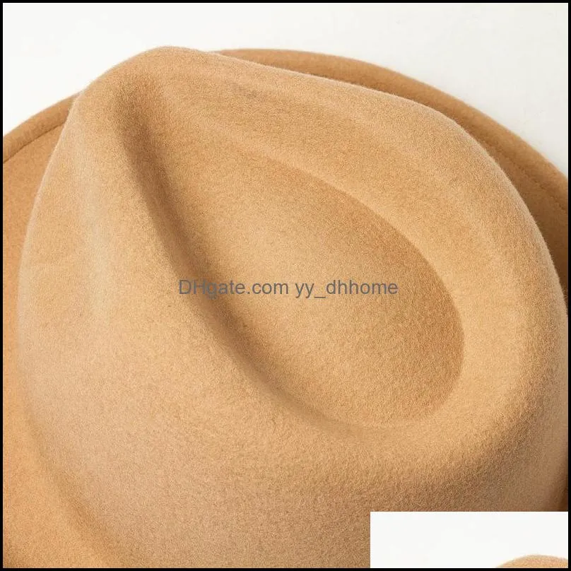 202002-hh8175 new solid wool Classic small brim fedoras cap MEN women PANAMA jazz hat C030901 297 Q2