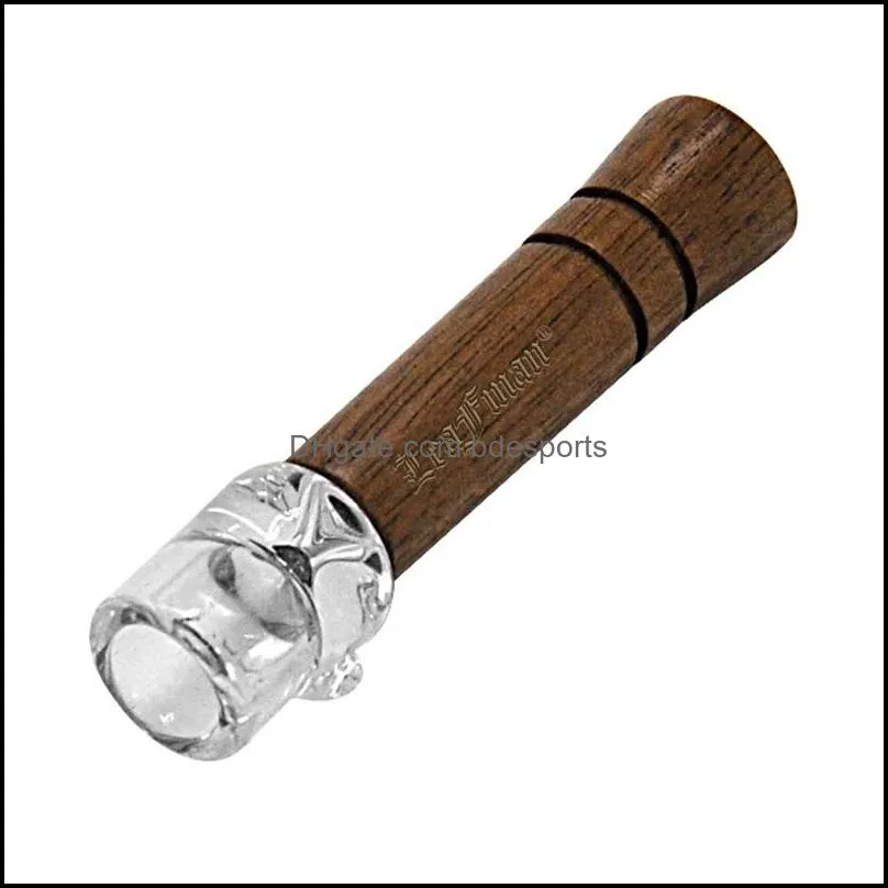 Glass Cigarette Holder Smoking Pipes Walnut Wood Removable Woodiness Suction Nozzle Eco Friendly Wear Resistant Style 8xb O2