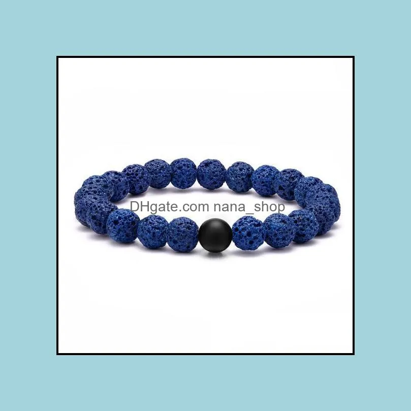 6colors colourful Black Lava Stone Bracelet DIY Aromatherapy  Oil Diffuser Bracelet For Women