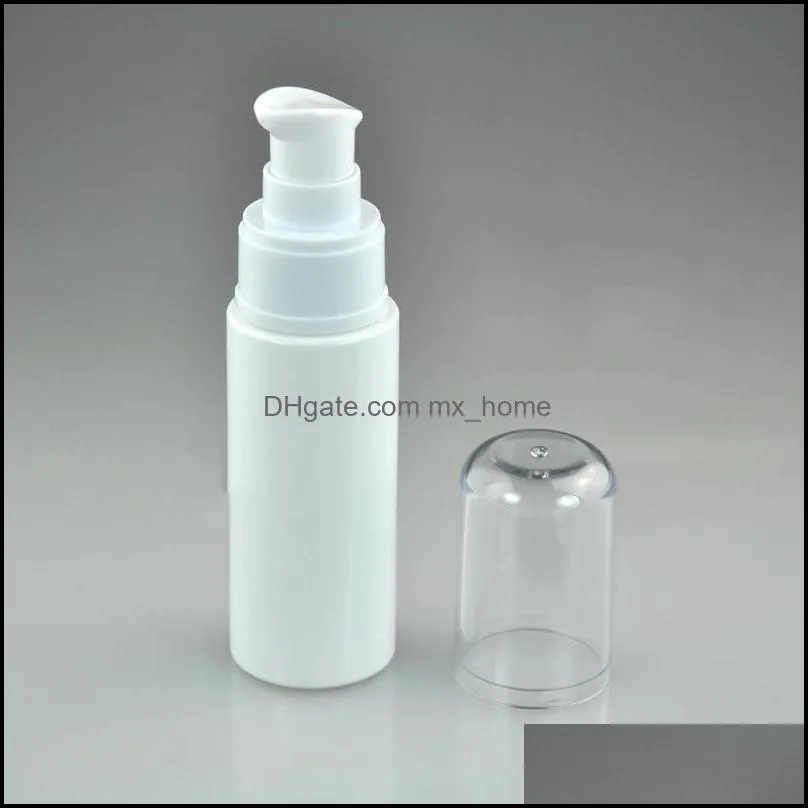 50ml White Plastic Pump Bottle with Clear PS Safety Cover for Liquid Cosmetic Lotion Cream  Oil Perfume Bottles