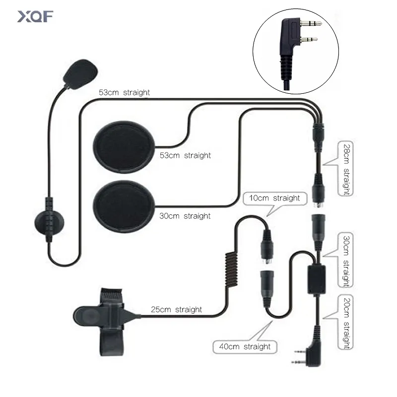 Гарнитура для шлема 2 Pin PTT Мотоциклетные наушники для рации Baofeng Puxing Ham Radio Two Way 220812