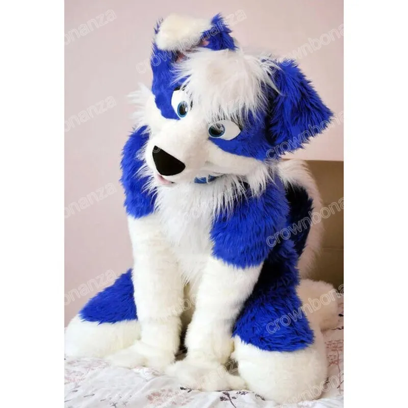 Halloween fursuit blå husky hund maskot kostym tecknad anime tema karaktär vuxna storlek jul karneval födelsedagsfest utomhus outfit